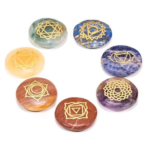 SET 7 Chakra Symbols circular flat stones