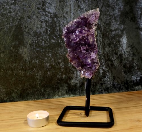 Amethyst cluster on stand