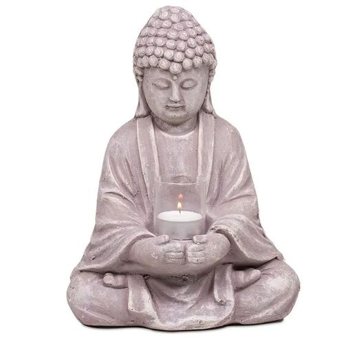 Buddha med ljushållare i glas